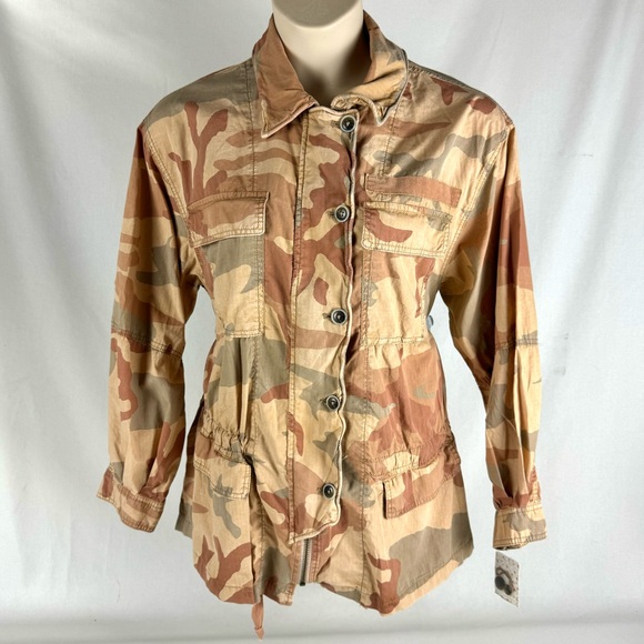 NEW Free People Lead The Way Taupe Camouflage Field Jacket Women’s Medium - Picture 5 of 15